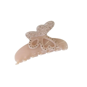 Pince à cheveux papillon en acétate rose avec strass brillants pour coiffure féminine