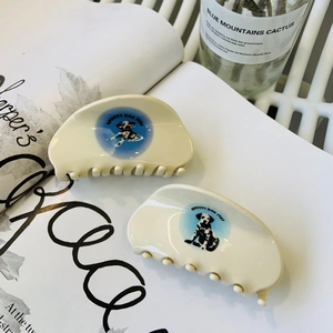 Pinza para el Pelo Cartoon Spotty Dog 1987 de Acrílico para Mujer Hecho a Mano Lindo Patrón de Dálmata Accesorios para el Cabello