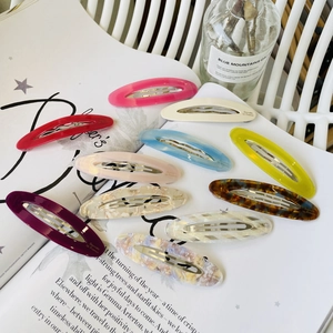 French Retro Acetate Oval Hair Clip Vintage Marble Pattern BB Clip Elegant Hair Accessories For Women And Girls