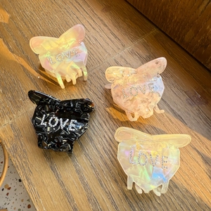 Acetate Hair Claw Clip Heart Butterfly Bow Rhinestone LOVE Letter Hair Grip Pearlescent Hair Accessories For Women