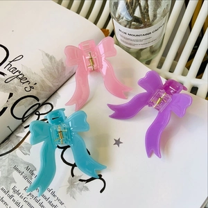 Pince à Cheveux Nœud Papillon en Acétate de Cellulose Élégante Grande Pince Crabe Couleur Gelée Accessoire Cheveux Femme