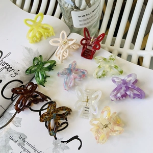 Pinza per Capelli a Farfalla in Acetato Traforato con Motivo Marmoreo per Donna Ragazza Accessorio per Acconciature