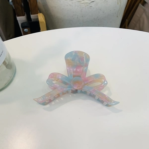 Elegant marble acetate bow hair claw clip in pastel colors for women stylish hair accessory