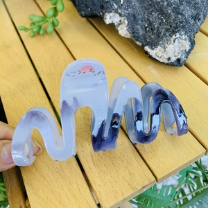 Ink wash landscape acrylic hair claw clip with purple gradient and wave design