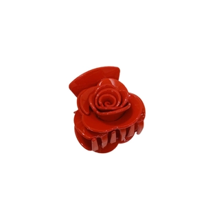 Pince à cheveux élégante en acrylique rose rouge 3D avec une finition brillante