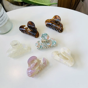Women Acetate Hair Claw Clip Elegant Marble Tortoiseshell Pattern Hair Catch Fashion Ponytail Accessory Sweet Hair Clamp