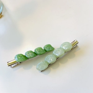 Eleganti fermagli per capelli con pietre di giada verde per donne stile dolce