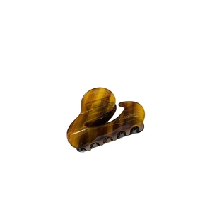 Classic amber tortoise shell hair claw clip for high ponytail with side branding