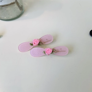 Pink acetate flower hair clips with glitter finish and handmade roses for women