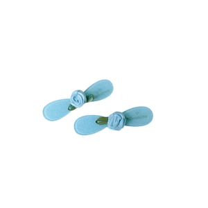 Elegant light blue acetate flower hair clip with glitter base and silk ribbon rose