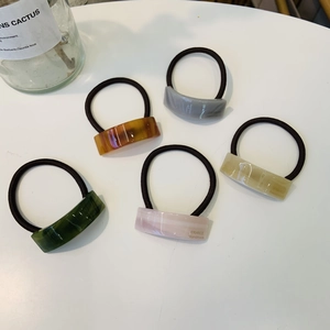 Chouchous en Résine de Style Français Élégant Motif Marbre Élastique en Caoutchouc Haute Élasticité Anneaux de Cheveux Géométriques pour Femmes