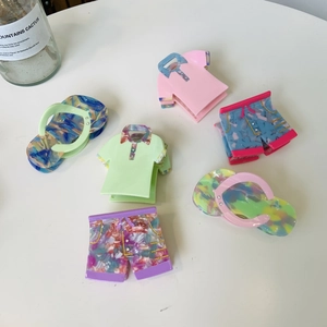 Pinces à Cheveux Créatives en Acétate Été Strass Forme T-Shirt Short Pantoufle Barrette à Cheveux Minimaliste Accessoires de Coiffure Femme
