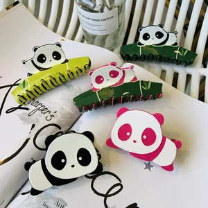 Lindas Pinzas para el Pelo de Acetato de Panda de Dibujos Animados Hechas a Mano Clips para el Pelo de Bambú Animal Accesorios para el Cabello para Mujeres Niñas