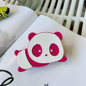 Pinza para el pelo de panda en acetato rosa y blanco para mujeres con estilo