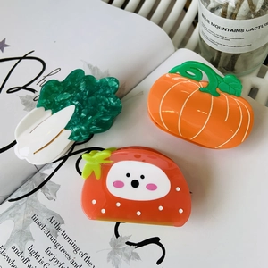 Pinza per Capelli in Acetato a Forma di Verdura e Frutta Simpatico Cavolo Zucca Fragola Fermaglio per Capelli Decorativo Donna Ragazze