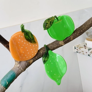 Fresh Fruit Shape Cellulose Acetate Hair Claw Clips Handmade Orange Apple Lemon Large Hair Accessory For Women Sweet Styling