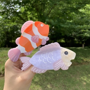 Pince à Cheveux Forme de Poisson Acétate de Haute Qualité Accessoires de Cheveux Animaux Marins pour Femmes Poli Poisson