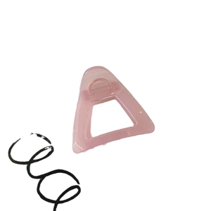 Minimalist translucent pink hollow triangular hair claw clip for elegant ponytails