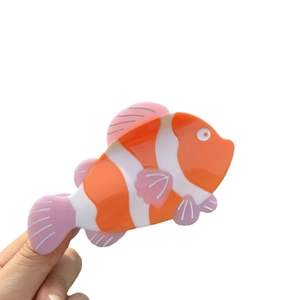 Pince à cheveux mignonne poisson-clown rose et orange avec design de dessin animé marin