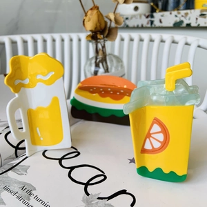 Kreative Acetat Lebensmittelform Haarkralle Clips Cartoon Hamburger Bierkrug Orangensaft Frucht Hai Clip Für Damen Haarschmuck