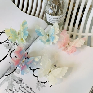 Fairy acrylic double-layer butterfly hair claws set in colorful pearlescent finish