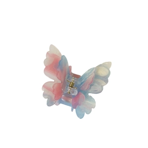 Fairy butterfly hair claw clip with colorful pink and blue gradient acrylic finish