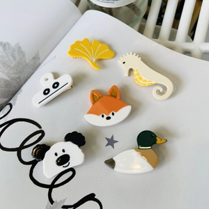 Handmade Acetate Animal Hair Claw Clip Cute Fox Dog Gingko Leaf Shape Dopamine Style Fashion Hair Accessories For Women Daily Decoration