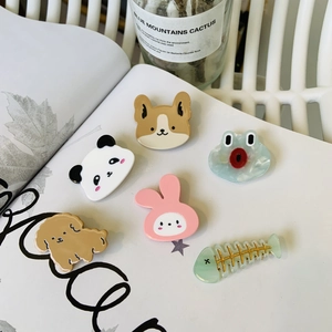 Barrettes à Cheveux en Acétate Animaux de Dessins Animés pour Femmes Filles Panda Corgi Lapin Pinces à Bec de Canard