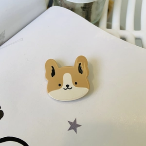 Pince à cheveux Corgi mignonne en acétate de cellulose, coloris marron et crème