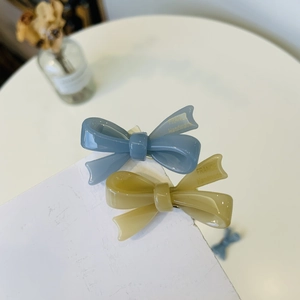 Barrettes à cheveux mignonnes en acétate bleu et ambre avec lettrage fait main français