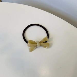 Chouchou mignon avec nœud en acétate beige et élastique avec imprimé France Handmade
