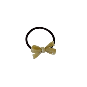 Élastique à cheveux avec nœud beige et gravure France Handmade sur un bandeau noir
