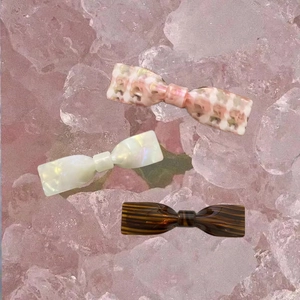 Barrette à Cheveux en Acétate Nœud Doux Texture Perlée Plaid Pince à Ressort Pour Femmes Filles Accessoires Cheveux Élégants