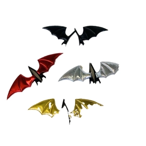 Halloween bat wing hair clip set in black, metallic red, silver, and gold colors