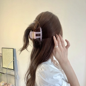 Pince à cheveux rose pâle translucide en résine pour une coiffure élégante