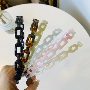 Acetate Chunky Chain Headband Retro Geometric Hair Band Women High End Hair Accessories Elegant Simple Style Head Hoop