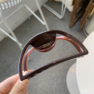 Thickened acetate coffee brown semi-circle hair claw clip with golden France Handmade logo