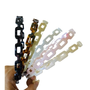 Minimalist square chain headbands in tortoise, cream and black finishes for women