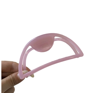 Pink semi-circle claw clip with France Handmade engraving and hollow double arc design
