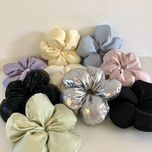 Chouchous Fleur Géante Style Français Élastiques à Cheveux en Coton Plissés Accessoires de Coiffure Floraux pour Femmes