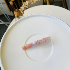 Elegant thick marble pattern acetate duckbill clip for women, jelly hair accessory