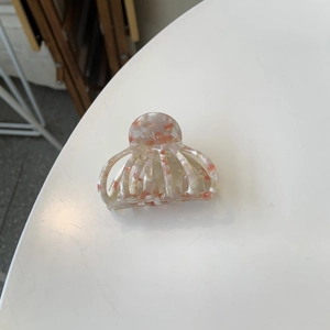 Pink marble acetate hair claw clip with Creation France engraving for women