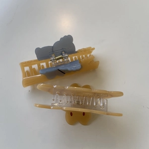 Cute koala acetate hair claw clip set for girls with yellow bear pattern shark hair clips