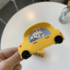 Pince à cheveux crabe voiture lapin jaune en acétate pour femmes accessoires cheveux