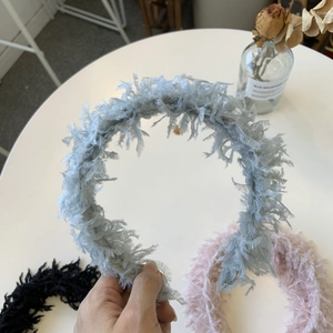 Chic fairy-style feather headband in blue, pink and black colors for women's fashion