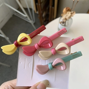 French Acetate Bowknot Hair Clip Handmade Sweet Candy Color Side Duckbill Clip For Women Daily Korean Hair Accessories
