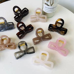 Minimalist Plastic Bowknot Hair Claw Clip For Women Fashion Hollow Geometric Shark Clip Elegant Daily Hair Accessories Headwear
