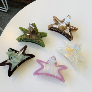 New Acetate Star Hair Claw Clip With Star Pendant Large Shark Clip Fashion Marbled Hair Accessories For Women Girls