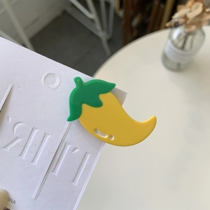Creative chili shaped hair clip made of yellow and green acetate material for girls