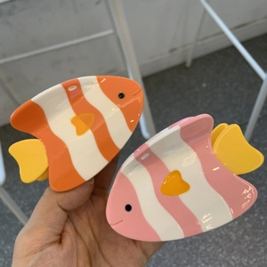 Cute Acetate Clownfish Hair Claw Striped Ocean Animal Shark Clip Creamy Color Hair Accessories For Women Hair Styling